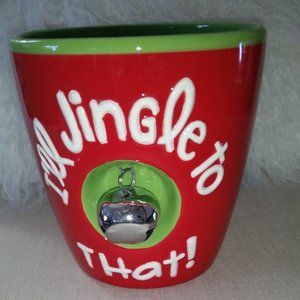 Hallmark "I'll Jingle to That" breakfast/beer mug /candy or condiment dish NWOT